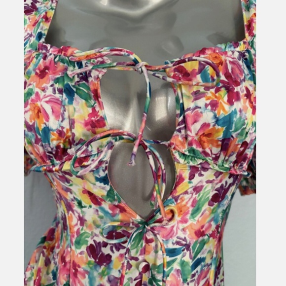 For Love & Lemons Victorias Secret Nwt Watercolor Bodysuit Tie Top Small S - Picture 8 of 9